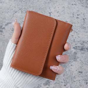 Minimalist Short Women's Trifold Wallet with Stitching Detail PU Leather Multi-functional <b>Card</b> Holder Coin Purse - Product Image 4