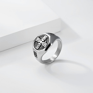 Bague Nœud Éternel Croix <span class=keywords><strong>Celtique</strong></span> Nordique pour Homme, Bijou Artistique Rétro Tendance Anti-ternissement en Acier Inoxydable MGJZ317 - Product Image 3