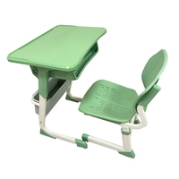 Bureau d'école avec rangement, réglable en hauteur manuellement, cadre métallique ergonomique, plateau en PP, rangement intégré, mobilier pour enfants en classe