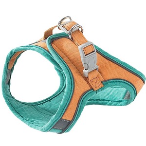 Harnais réglable pour animaux de compagnie, gilet pour petits chiens et chats, vert, orange, patchwork, double couche de protection, anti-évasion - Product Image 4