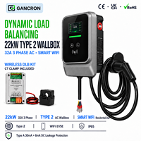 Borne de recharge murale résidentielle 22 kW triphasée Type 2 DLB (Dynamic Load Balancing) avec WiFi intelligent DLM pour véhicules électriques