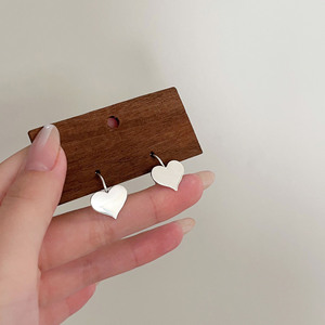 S925 Sterling Silver Heart Shape Drop <b>Earrings</b> For Women Everyday Wear White Color <b>Fine</b> Dangle <b>Earrings</b> - Product Image 4