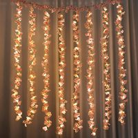 Guirlande lumineuse en fleurs de cerisier, fleurs artificielles, guirlande suspendue en soie pour intérieur/extérieur, décoration de mariage, fête, maison, chambre à coucher, rose