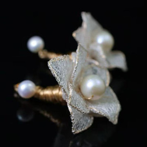 14K Gold Filled Hand‑Woven Floral <b>Drop</b> <b>Earrings</b> Italian Wire Lace Craft High Luster 10‑11mm Edison Freshwater Pearl <b>Drop</b> <b>Earring</b> - Product Image 1