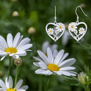 Orecchini Pendenti a Forma di Cuore Tekkei, Placcati in Argento, Regalo Romantico per Donne, Gioielli in Lega Color Oro Bianco, Orecchini Pendenti alla Moda - Product Image 5