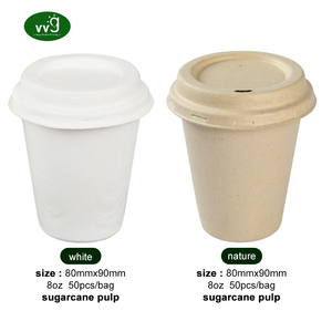 <span class=keywords><strong>VVG</strong></span> no add PFAS 8oz blanco desechable biodegradable Pulpa de caña de azúcar tazas de café de papel con tapas - Product Image 5