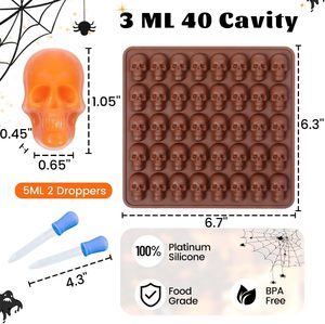 Halloween Mini teschio eco-friendly forno in Silicone stampo antiaderente 1 pezzo caramelle cioccolato cubetto di ghiaccio sapone 2 strumenti per torta - Product Image 3