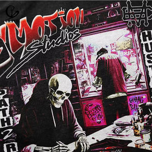 <span class=keywords><strong>T</strong></span>-<span class=keywords><strong>shirt</strong></span> en coton lourd à manches courtes avec impression intégrale d'art squelettique sur le thème du streetwear surdimensionné personnalisé pour hommes - Product Image 4