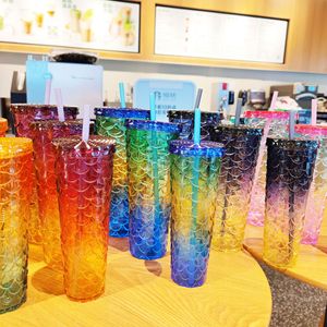 Three Piece Set Large Capacity Straw Plastic Cup Bpa Free Travel Outdoor Beverage Water Bottle - Product Image 3