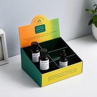 Logo personnalisé pour présentoir de comptoir de supermarché, présentoir publicitaire en carton à 3 niveaux, boîte de présentation portable avec séparateur, montage facile