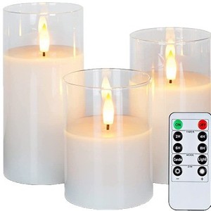Velas LED sin Llama Personalizadas de Parafina en Vaso de Vidrio para Decoración del Hogar, Juego de 3 con Control Remoto para Bodas y Diwali - Product Image 5