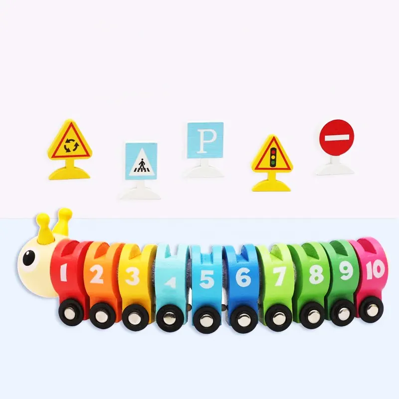 מספר עץ קוגניציה קטרפילר רכבת צעצועים חינוכיים לילדים כיף דיגיטלי רכבת שלט חסום רכבת צעצוע