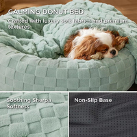 Lit pour chien et chat rond élégant en forme de donut, lavable, nid douillet en peluche pour un sommeil profond, pour petits et moyens animaux