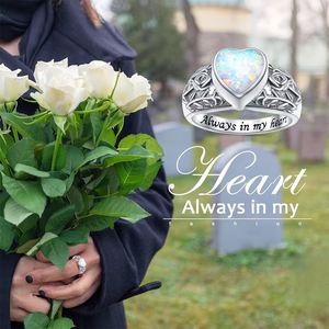 Cincin guci Opal hati untuk abu baja nirkarat perhiasan kremasi abu cincin kenang-kenangan untuk wanita perhiasan Memorial cincin berurang - Product Image 6