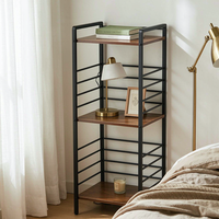 Scaffale Industriale a 3 Ripiani in Metallo e Legno per Cucina, Bagno, Camera da Letto, Soggiorno - Scaffalatura Stabile e Multiuso