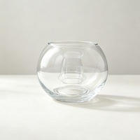 Vase Rond Minimaliste en Verre Transparent, Mini Aquarium, Bol Décoratif en Verre Multi-tailles pour Aquarium, Porte-bougie et Vase à Plantes