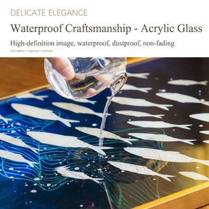 Peinture murale <span class=keywords><strong>moderne</strong></span> décorative en porcelaine de cristal avec LED, tableaux de paysage minimalistes de luxe pour salon - Product Image 6