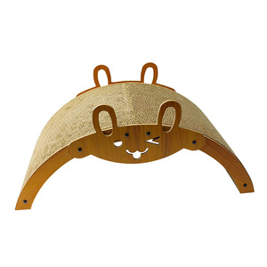 Rascador y cama para gatos integrados, duradero y sin pelusas, juguete vertical para gatos de cartón corrugado redondo, estilo chino. - Product Image 5