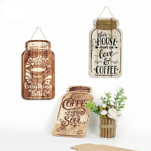 <span class=keywords><strong>ป้าย</strong></span><span class=keywords><strong>ไม้</strong></span>รูปขวดโหลไม้สำหรับตกแต่งผนังบ้าน ร้านกาแฟ ของขวัญสำหรับคนรักกาแฟ - Product Image 1