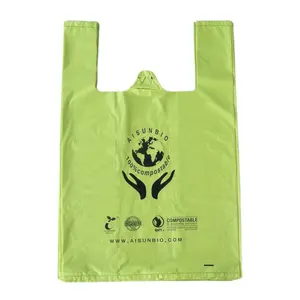 Emballage bio compostable biodégradable personnalisé sac à provisions en plastique organique pla compostable biodégradable