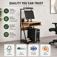 Support CPU en panneau de particules E1 avec cadre métallique, étagères de rangement, plateau pour clavier, poste de travail pour ordinateur portable, bureau à domicile