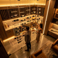 Système de rangement à câbles en verre moderne, présentoir à vin réglable en acier inoxydable pour cave, bar et restaurant