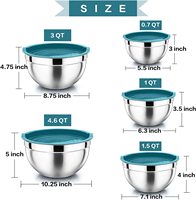Ensemble de mélange et de service de 5 bols à salade en métal ensembles de bols à mélanger de cuisine en acier inoxydable avec couvercles hermétiques verts