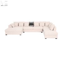 Ensemble de canapés sectionnels en forme de U de luxe moderne, style nordique minimaliste, en tissu, pour salon, canapé modulaire double chaise longue pour grand espace