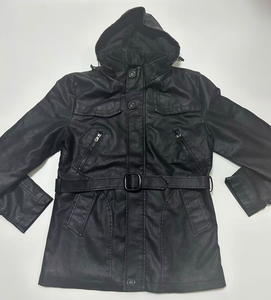 Giacca da moto da <span class=keywords><strong>uomo</strong></span> invernale all'ingrosso con Logo personalizzato-<span class=keywords><strong>Trench</strong></span> in <span class=keywords><strong>pelle</strong></span> sintetica con cappuccio tinta unita (capispalla antivento caldo) - Product Image 5