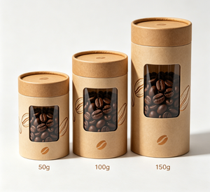 Eco-Friendly Kraft Paper Coffee Tube With Gold Foil Design Recyclable Cylindrical Canister For Coffee Beans Storage - Product Image 4