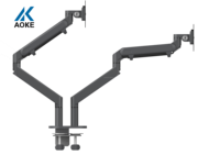 Support double moniteur AOKE, support de bureau réglable, bras pour moniteur LCD, en alliage d'aluminium et acier, produit en stock