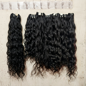 Temple-pelo ondulado sedoso indio Natural, cabello remy virgen ondulado, paquetes de cabello indio remy, Natural, 10000 - Product Image 1