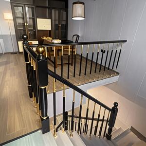 階段手すりレール用アルミ手すり3要素メッキゴールド職人技ポスト - Product Image 4