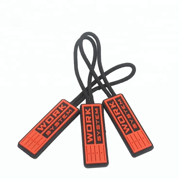 Personalized Design Custom Embossed Name Logo Fancy PVC Rubber Zipper Pulls for Handbag Decorative