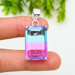 Piedra preciosa de diseñador fuerte y alta piedra brillante plateada que parece plata de ley moda hecha a mano - Product Image 4