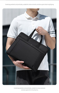 Porte-documents léger et minimaliste de grande capacité, imperméable, en tissu Oxford, pour ordinateur portable, pour les hommes d'affaires, en cuir fin - Product Image 6