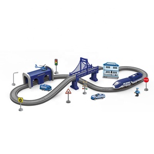 Ensemble <span class=keywords><strong>de</strong></span> train électrique 66 pièces, circuit <span class=keywords><strong>de</strong></span> train à assembler soi-même, voies <span class=keywords><strong>de</strong></span> train, train électrique, voitures <span class=keywords><strong>de</strong></span> <span class=keywords><strong>police</strong></span>, jouet pour enfants - Product Image 1