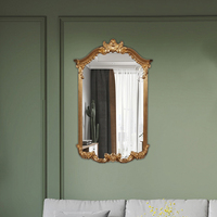 Miroir mural en bois doré orné, décoration d'intérieur classique, best-seller, style Art déco, cadre sculpté pour le salon, l'entrée, le style