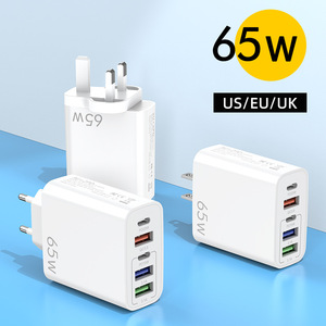 65W PD Cargador rápido UE EE. UU. Reino Unido 2 Tipo-c 3 USB 5 Adaptador de salida múltiple de cinco puertos Cargador de pared de viaje para teléfono móvil para MacBook - Product Image 2