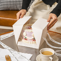 Caja de Cartón Blanca de Lujo para Pastel con Ventana de PET y Cinta, Apta para Pasteles de 4-8 Pulgadas, Perfecta para Regalos de Cumpleaños y Bodas