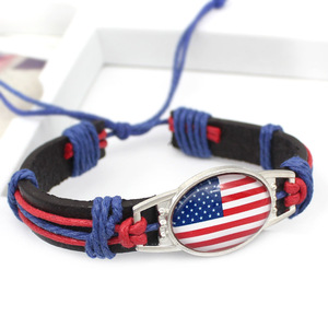 Bandera de <span class=keywords><strong>Venezuela</strong></span>, pulsera de piel de vaca PU, marca registrada, tejida a mano, cuerda de cera de Color, Gema de tiempo - Product Image 2