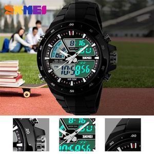 Relojes Digitales para Hombre Skmei 1016, Resistentes al Agua hasta 50 Metros, Cronógrafo, Doble Hora, Correa de PU, LED Analógico, Relojes Deportivos para Exteriores - Product Image 4
