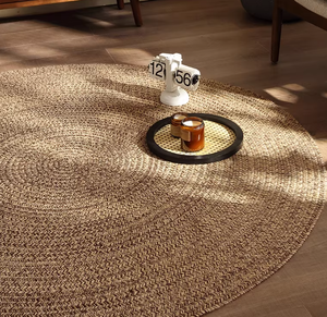 Alfombra de <span class=keywords><strong>yute</strong></span> importada de Bangladesh, estilo Wabi-sabi <span class=keywords><strong>redondo</strong></span>, tapete tejido a mano para sala de estar y sofá, personalizable, sin pegamento - Product Image 2