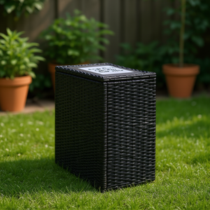 Beige Rattan Outdoor Garden <b>Side</b> <b>Table</b> Durable <b>Rustic</b> Design - Product Image 2