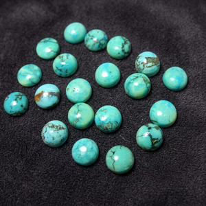 Cabochon de turquoise tibétaine verte naturelle, rond, calibré, 6 mm, pierre précieuse en vrac pour la fabrication de bijoux, vente en gros - Product Image 1