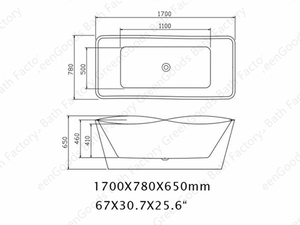 Aristech Sexe Portable Acrylique Baignoire Autoportante 1700mm - Product Image 6