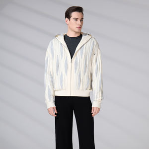 Fabricante de prendas de punto, chaquetas con capucha y cremallera personalizadas para otoño e invierno, tops casuales para exteriores, cárdigan de punto para hombre - Product Image 6