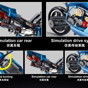 T3034 MOC Technical Locomotive High Speed Motorcycle Building Blocks Classic Motorbike Motor Race Bricks for Boy <b>Toy</b> Block - Product Image 4