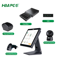 Máquina con Pantalla Táctil de 15+9.7 Pulgadas, Sistema POS Todo en Uno, Caja Registradora para Supermercado, Máquina POS para Minoristas