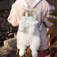 Sac à dos en peluche réaliste de taille moyenne en forme de chat en tissu éco-responsable DUPAN, design en peluche simulé, sac à dos tendance